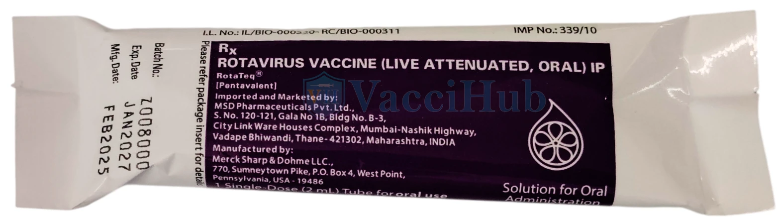 ROTATEQ back pack showing composition 5 rotavirus strains G1 G2 G3 G4 P8