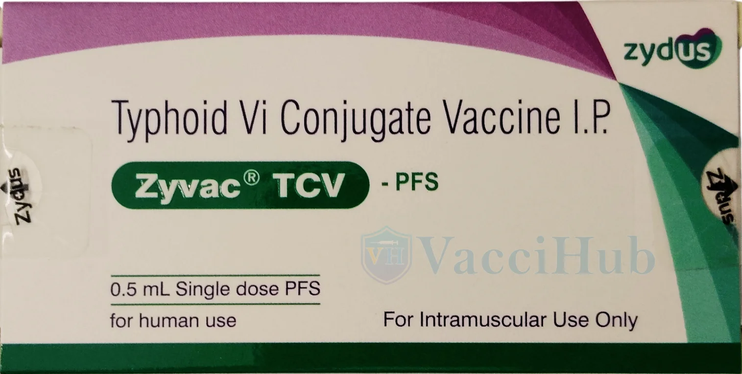 ZYVAC TCV Typhoid Vi Conjugate Vaccine by Zydus Lifesciences - Box Front