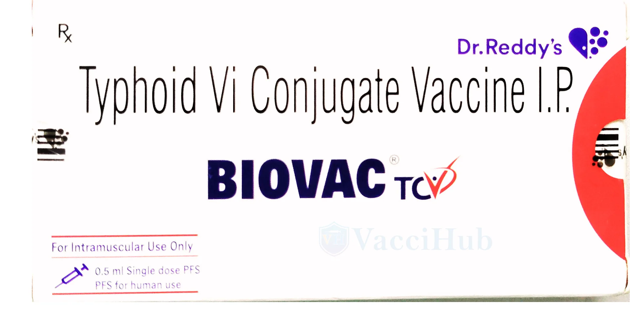 BIOVAC TCV Typhoid Vi Conjugate Vaccine by Dr. Reddy's Box Front