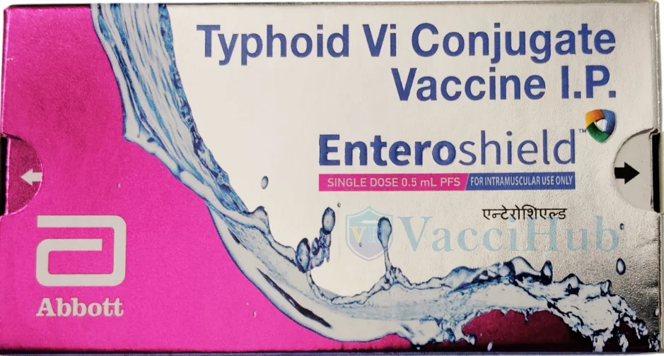 Enteroshield 0.5 Typhoid Vi Conjugate Vaccine IP by Abbott India - Box Front