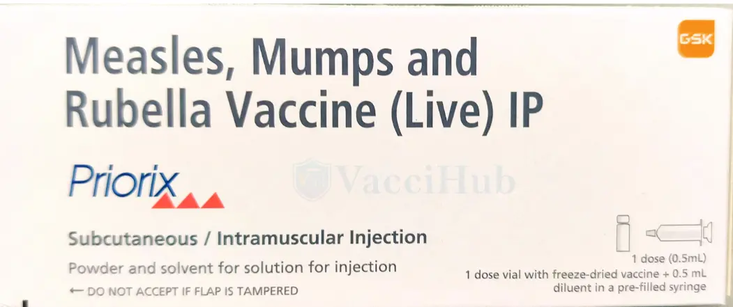 Priorix Measles Mumps Rubella Live Vaccine by GSK Box Label