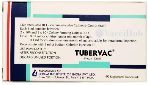 TUBERVAC BCG Vaccine composition and dosage label