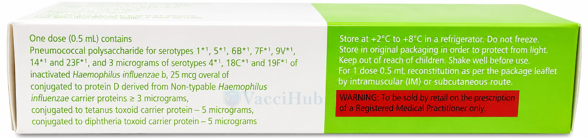 Synflorix Pneumococcal Polysaccharide Conjugate Vaccine 10-Valent composition per 0.5 mL dose label