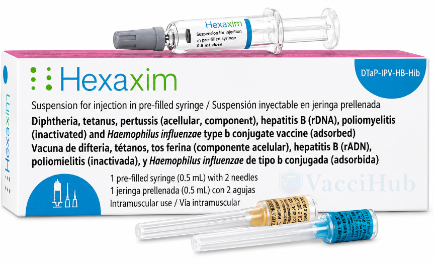 Hexaxim composition - Diphtheria, Tetanus, Pertussis, Hepatitis B, Poliomyelitis, Hib, Sanofi manufactured