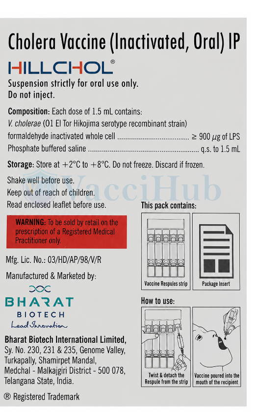 HILLCHOL composition Cholera Vaccine Inactivated Oral by Bharat Biotech